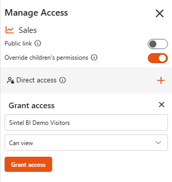 Settings > Navigation with the Manage Access panel open for a heading