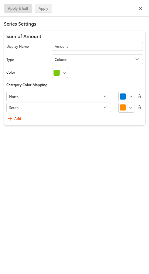 Series Settings sidebar of a Column chart