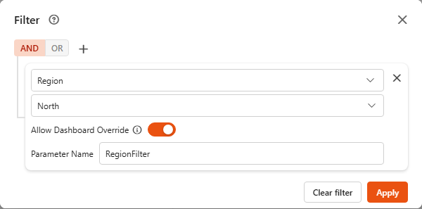 Filter dialog