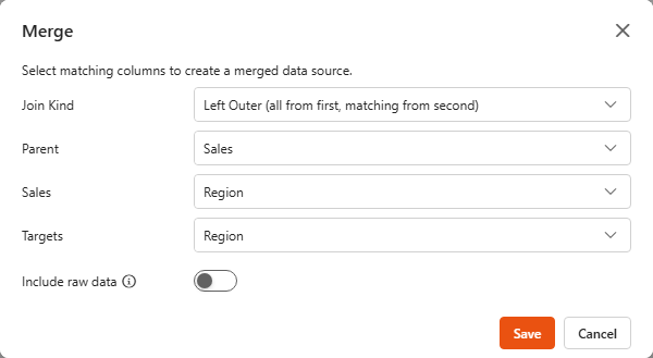Merge dialog