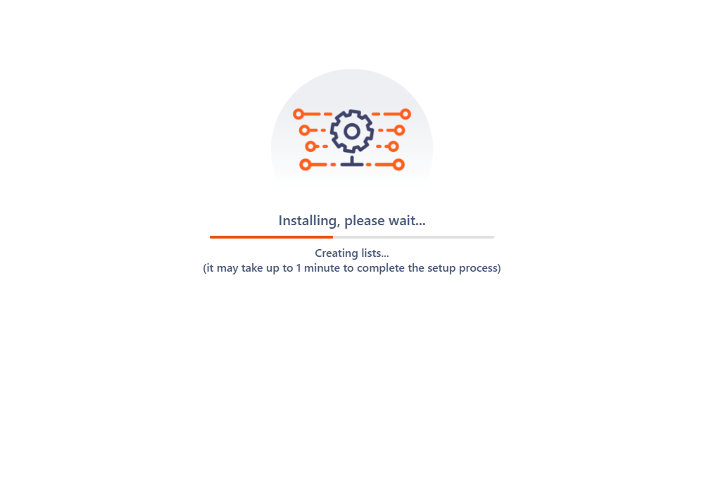 Sintel BI setup screen during setup