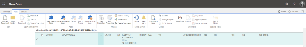 Sintel BI selected in the classic app catalog