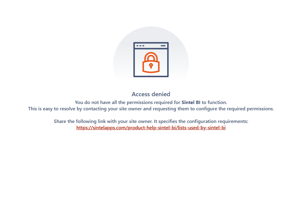 Sintel BI full-page 'Access denied' screen